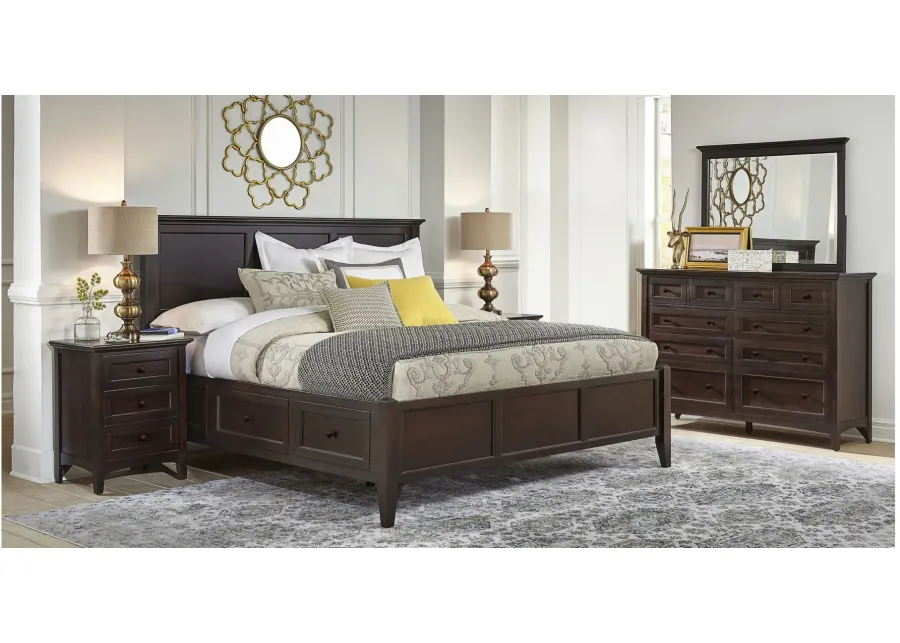 Westlake 4 Pc Platform Bedroom Set W Storage Bed In Dark Mahogany By