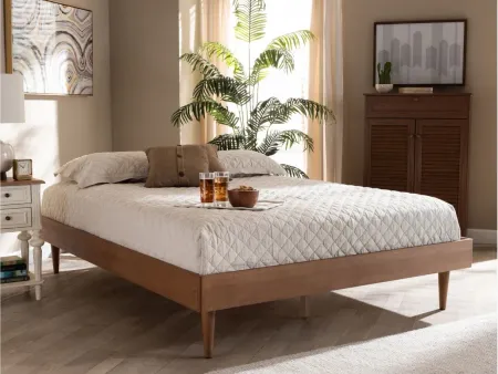 Rina Mid-Century Queen Size Wood Bed Frame in Ash Walnut by Wholesale Interiors