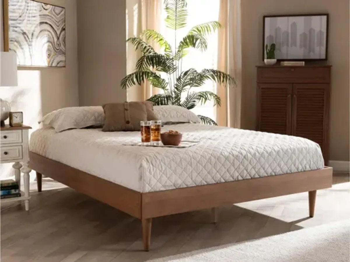 Rina Mid-Century Queen Size Wood Bed Frame