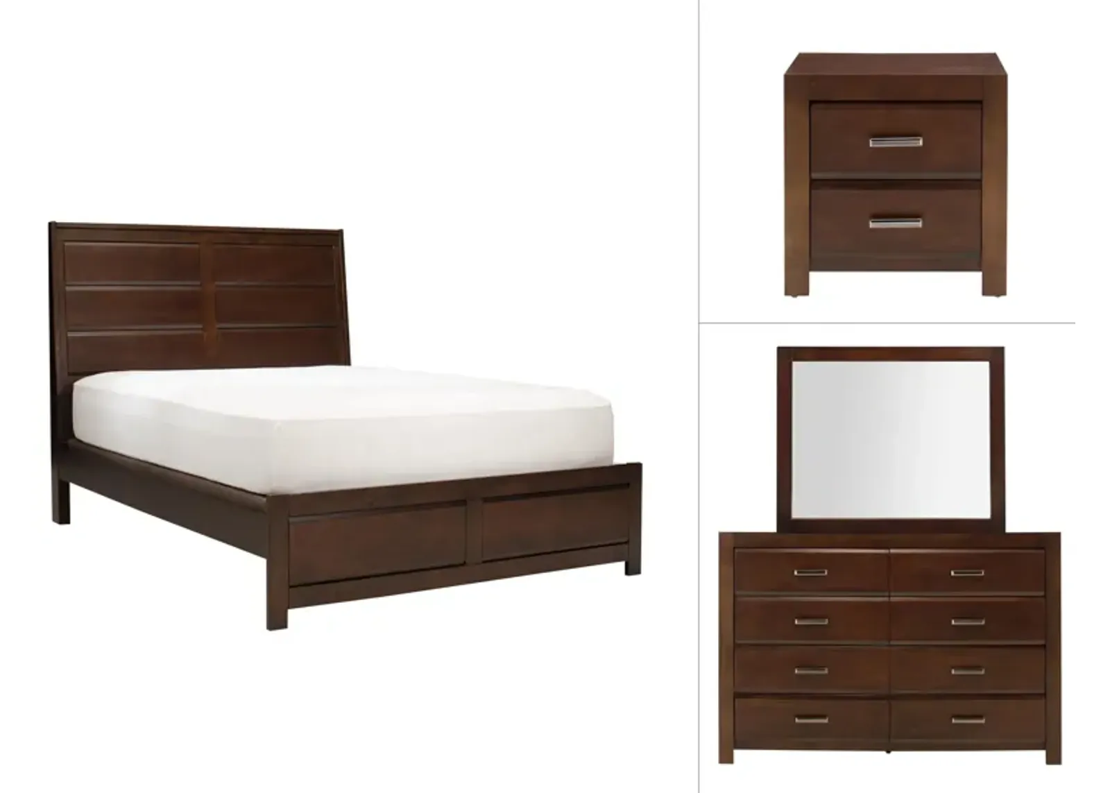 Reggio 4-pc Bedroom Set in Walnut by Bellanest