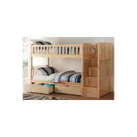 Carissa Bunk Bed with Storage & Staircase in Natural by Homelegance