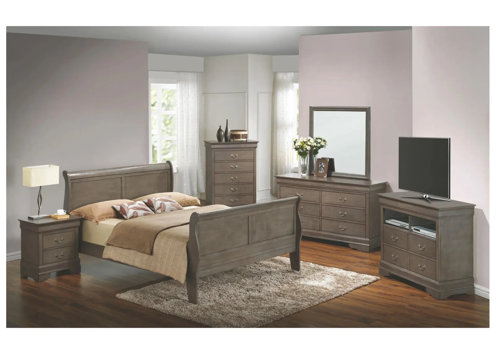 Rossie 4-pc. Bedroom Set in Gray by Glory Furniture