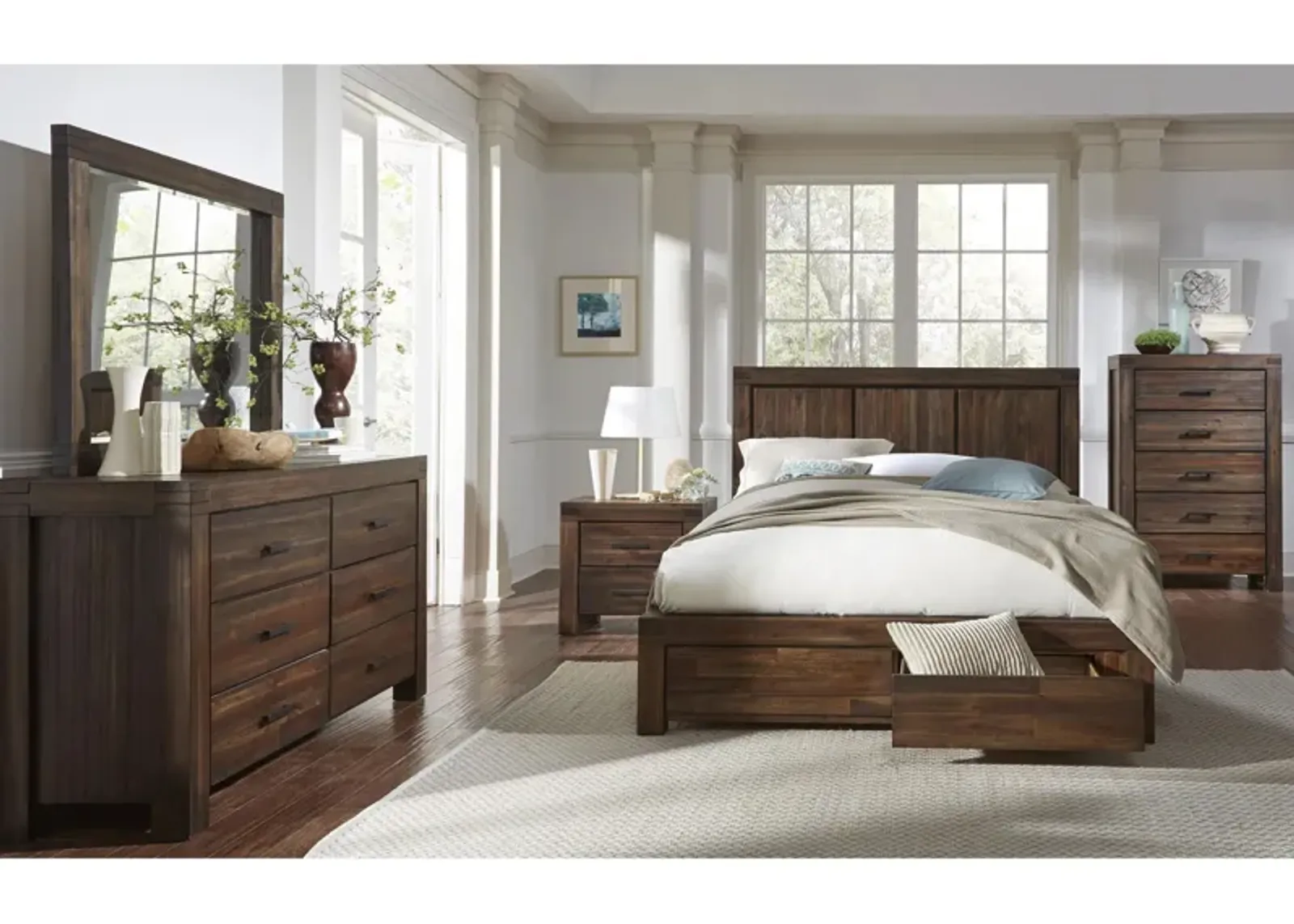 Middlefield 4-pc. Storage Bedroom Set in Brick Brown by Bellanest