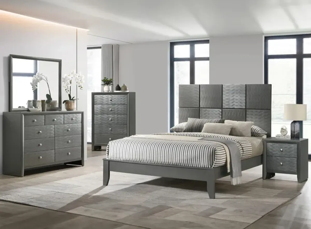 Denker 5pc. Bedroom Set in Metallic Gray by Crown Mark