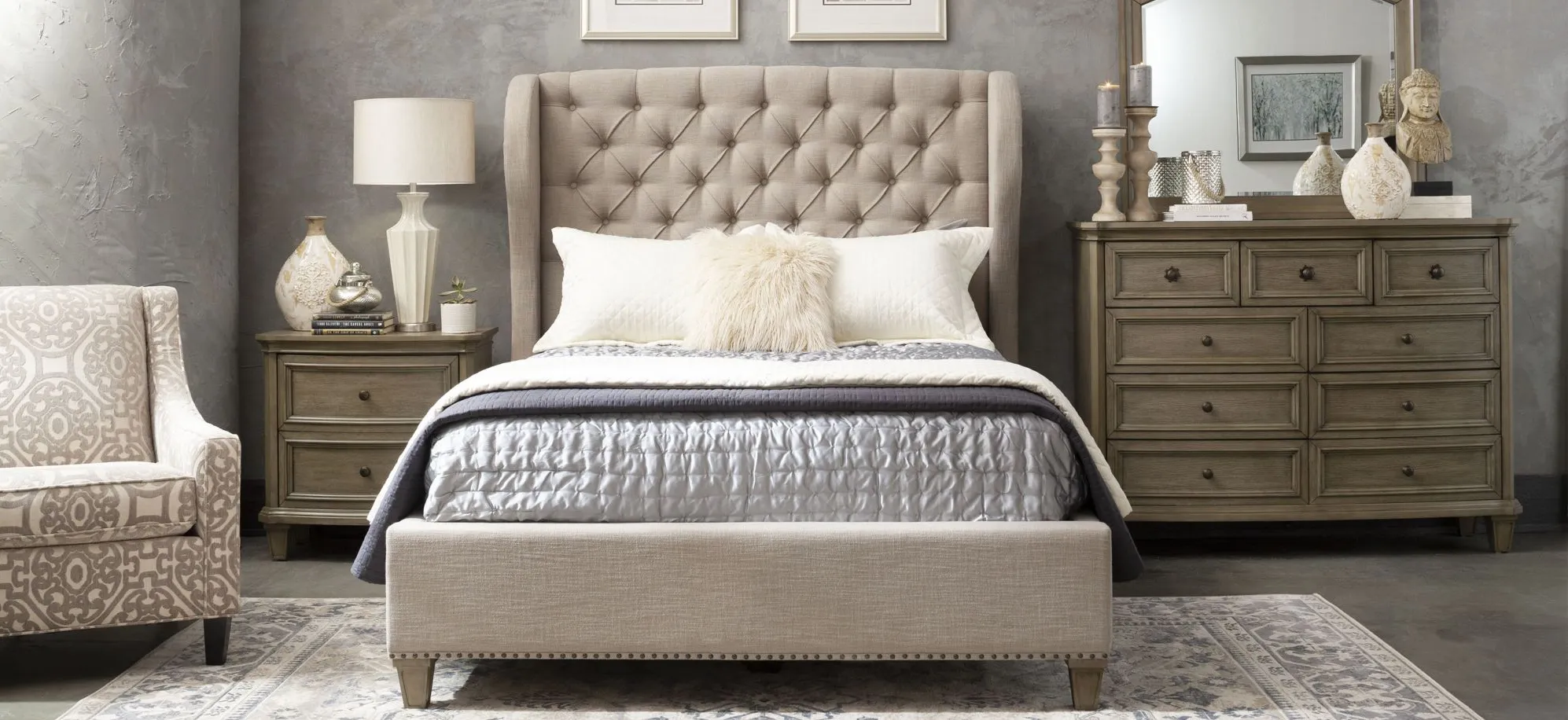 Lorient 4-pc. Bedroom Set in Gray Cashmere by Homelegance