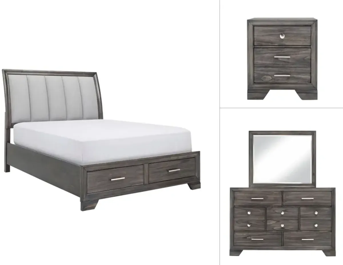 Wegner 4-pc. Bedroom Set in Gray by Crown Mark