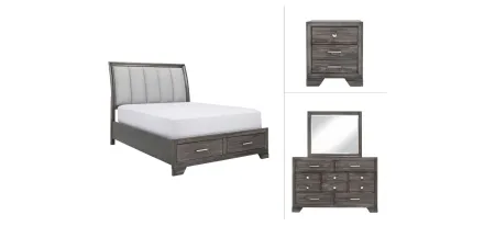 Wegner 4-pc. Bedroom Set in Gray by Crown Mark