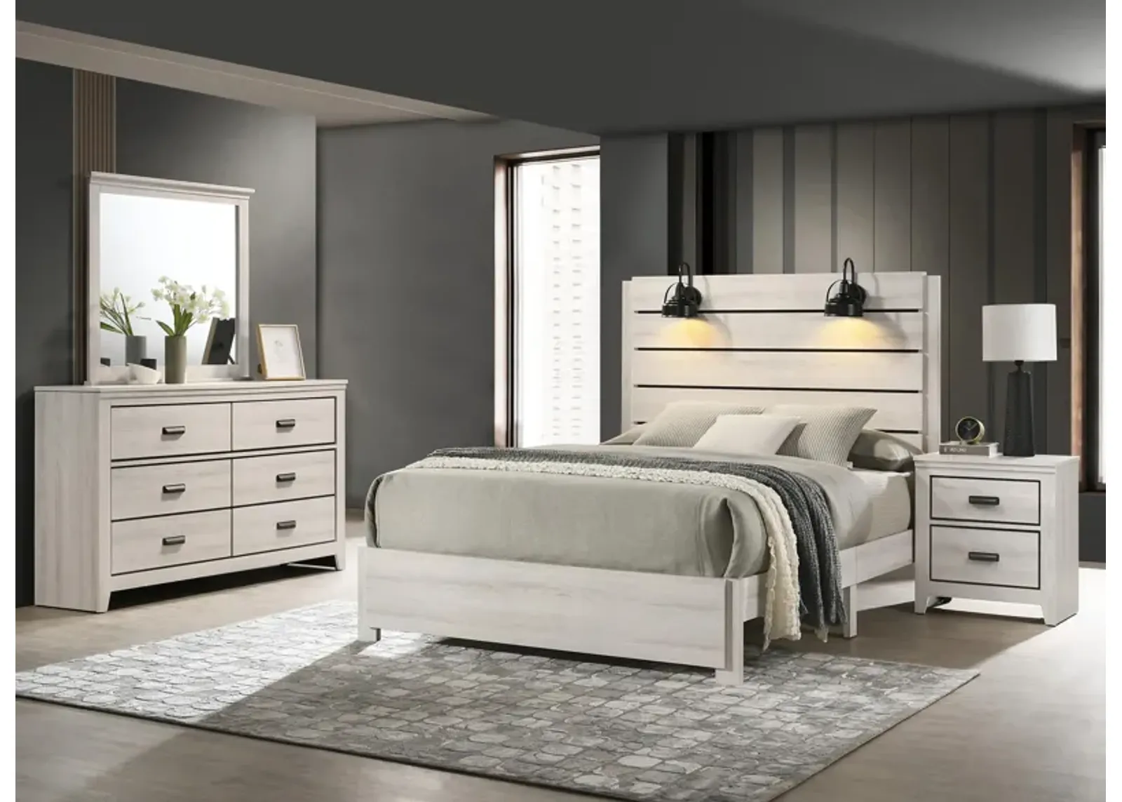 Carter 4pc. Bedroom Set in White by Crown Mark