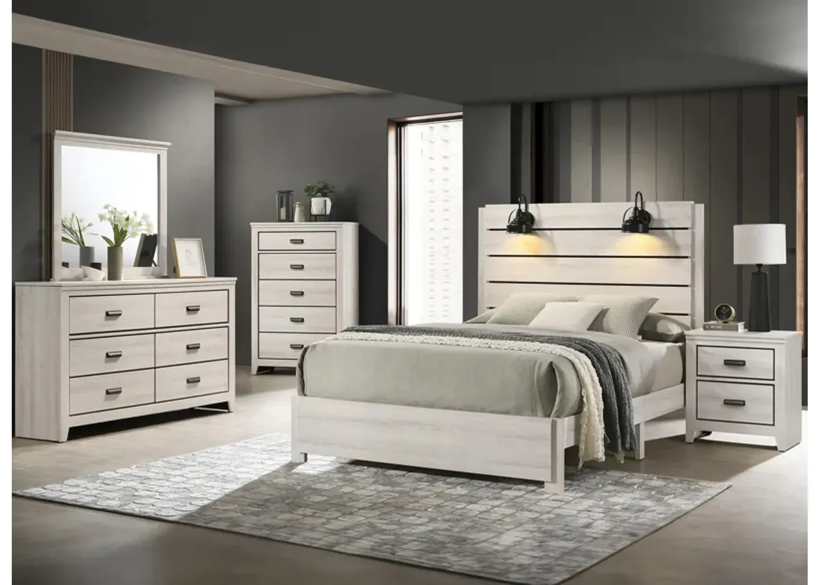 Carter 5pc. Bedroom Set in White by Crown Mark