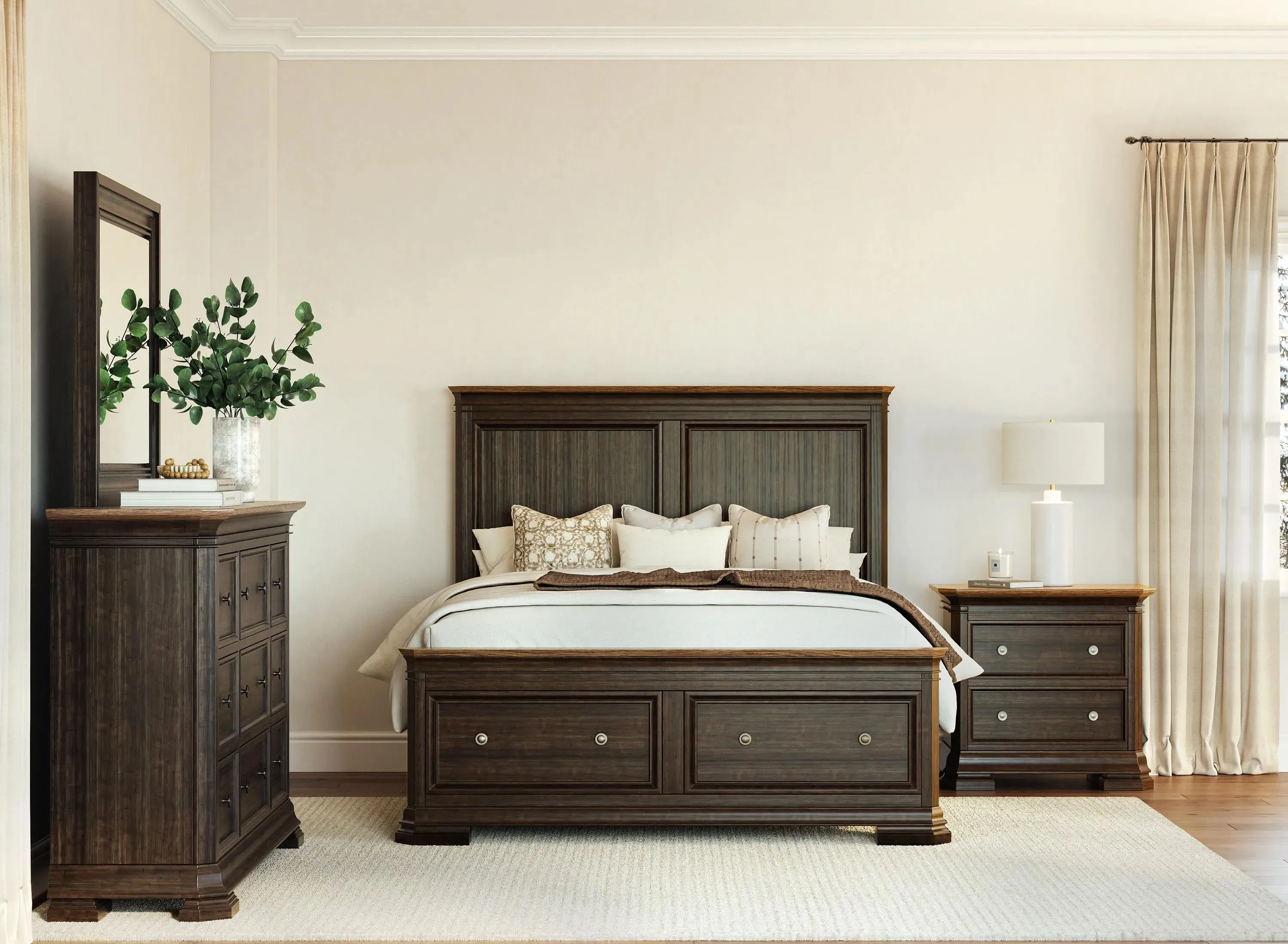 Kingshill 4-pc. Platform Storage Bedroom Set in Ebony Grey by Napa Furniture Design