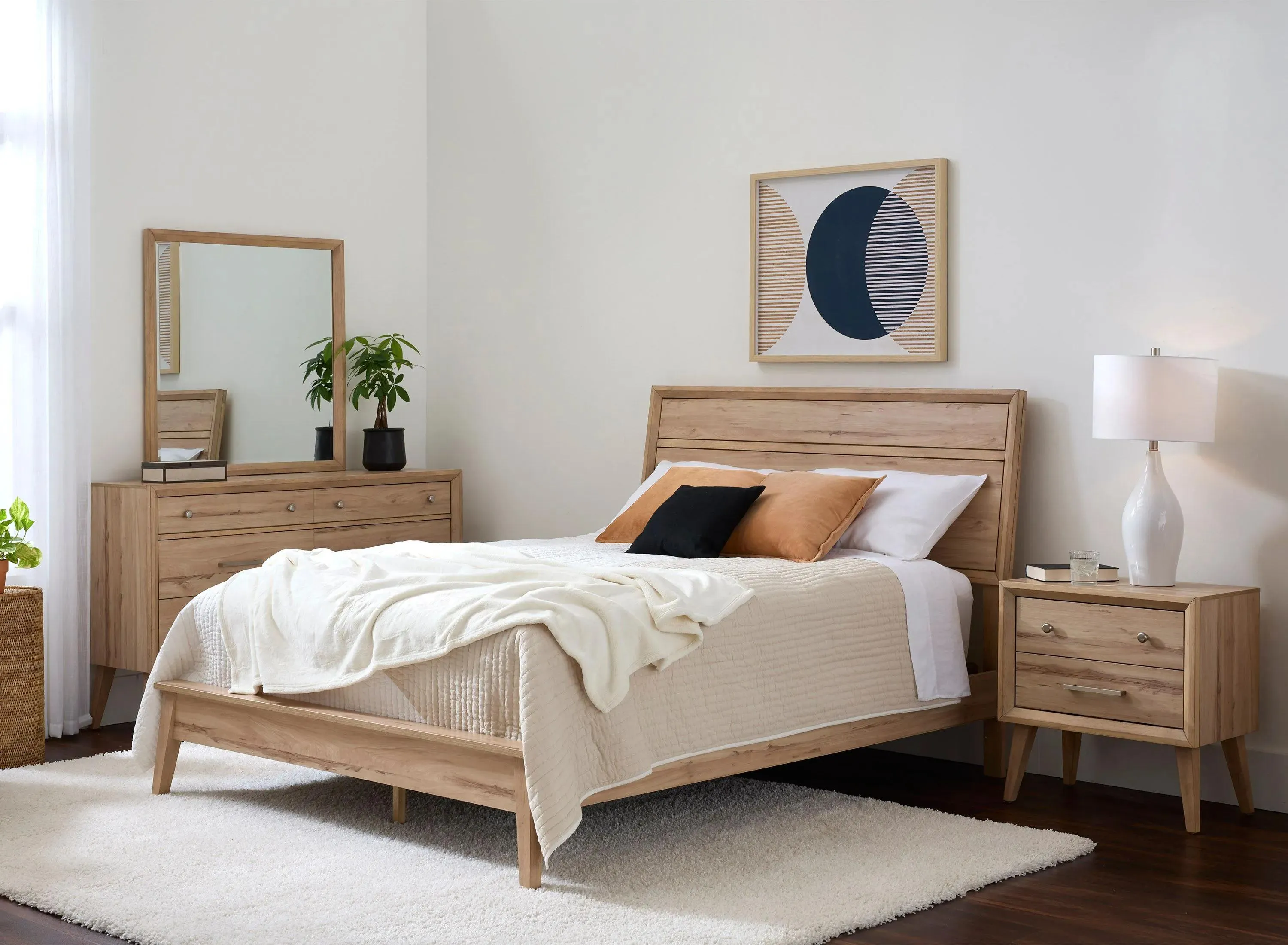 Kai 4-pc Bedroom Set in Natural Oak by Bellanest