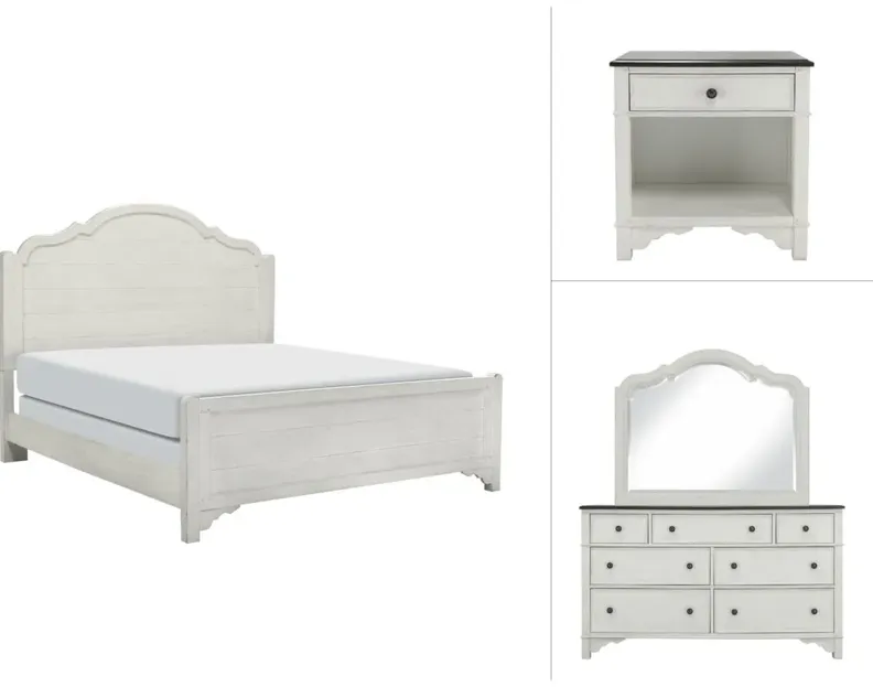 Colette 4-pc. Bedroom Set in Feathered White / Rich Charcoal by Riverside Furniture