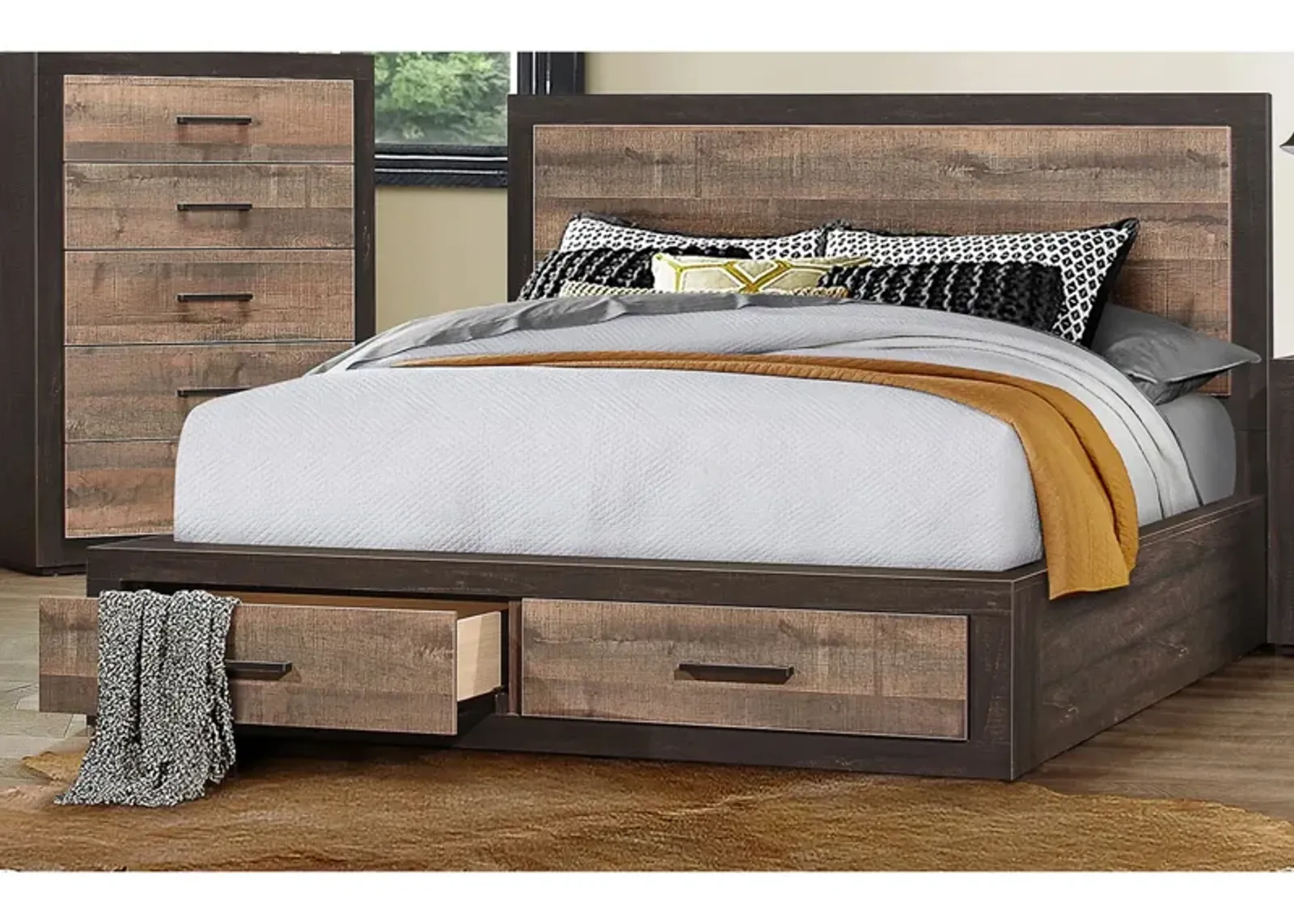 Chad Storage Bed in Dark Ebony & Rustic Mahogany by Homelegance