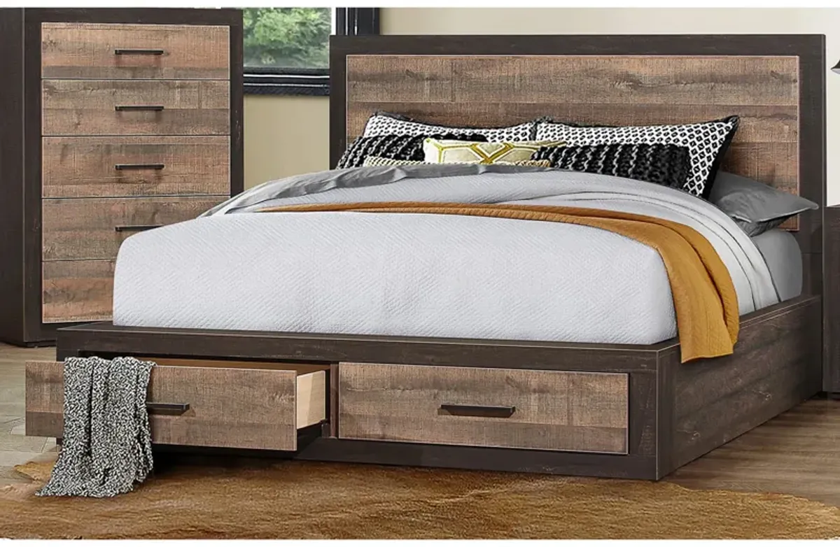 Chad Storage Bed in Dark Ebony & Rustic Mahogany by Homelegance