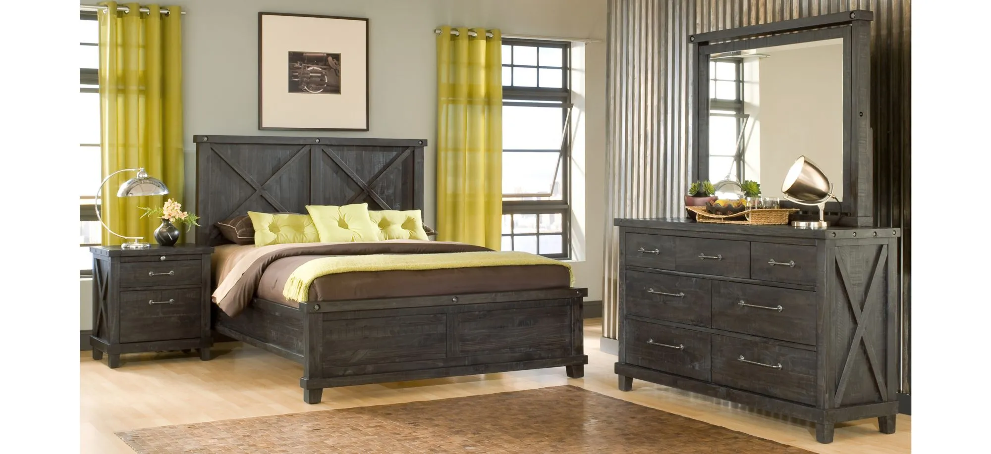 Zabela 4-pc. Panel Bedroom Set in Black Pine by Bellanest