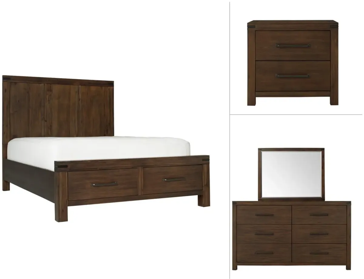 Gannon 4-pc. Bedroom Set w/ Platform Storage Bed in brown by Hillsdale Furniture