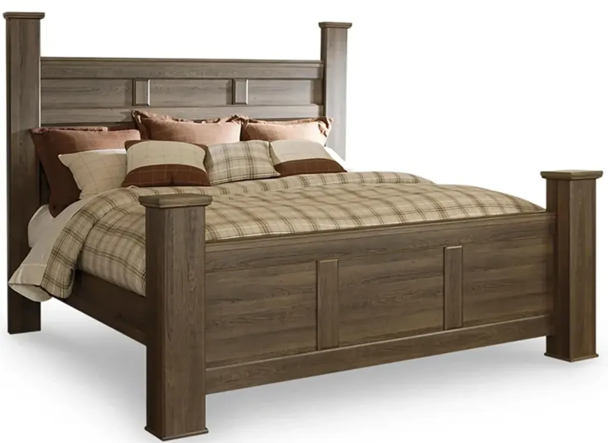 Juararo California King Poster Bed in Dark Brown by Ashley Furniture