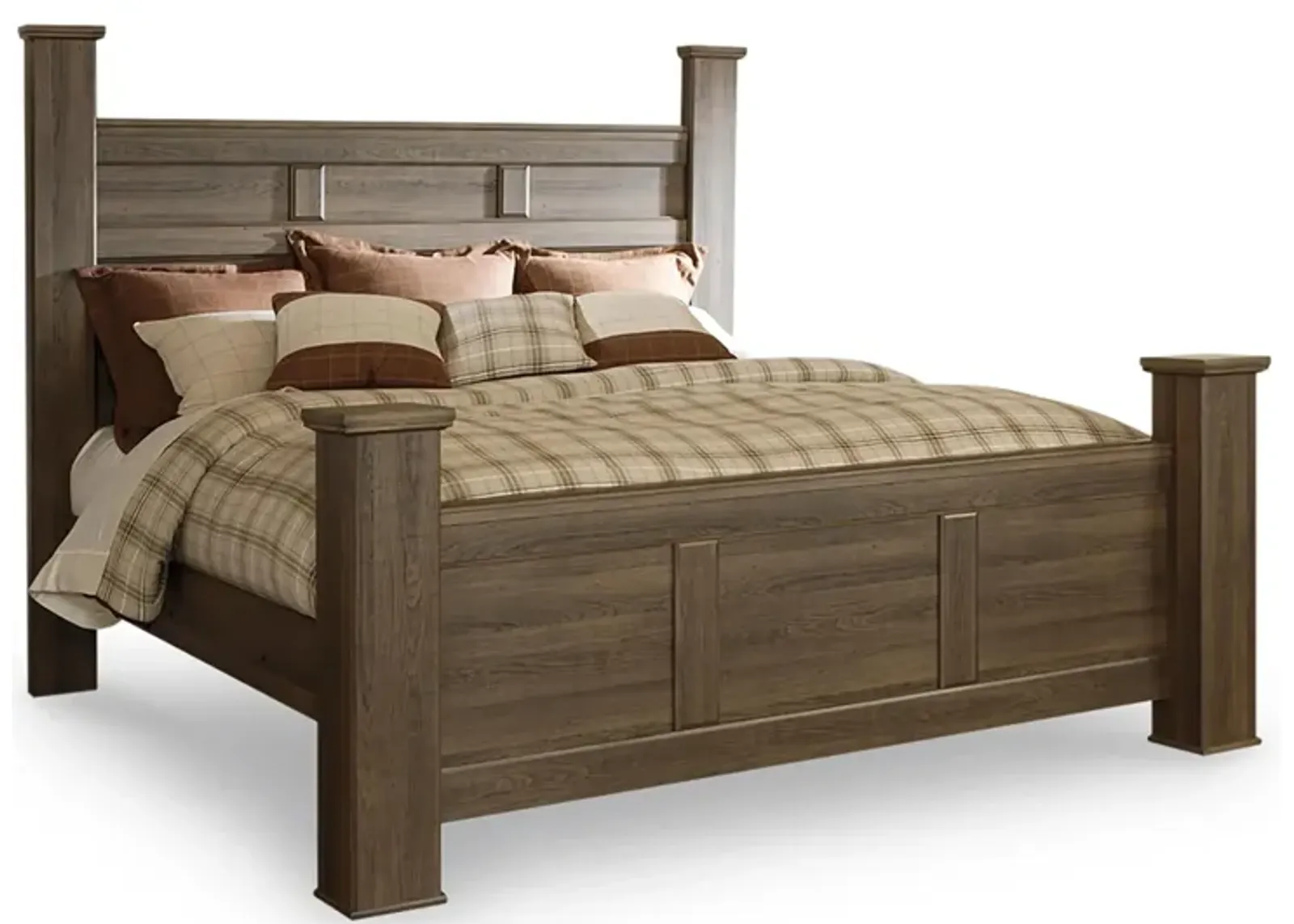 Juararo California King Poster Bed in Dark Brown by Ashley Furniture