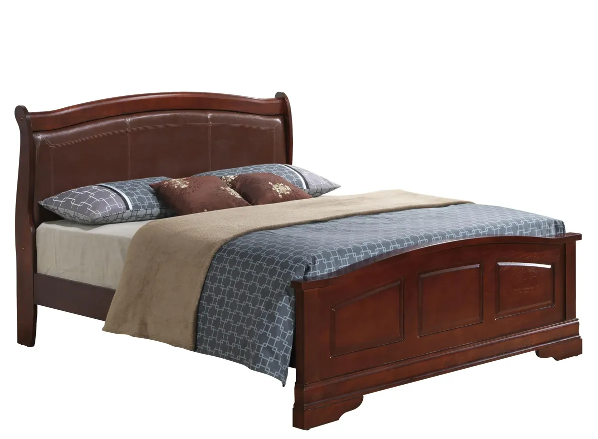 Rossie Upholstered Panel Bed in Cherry by Glory Furniture