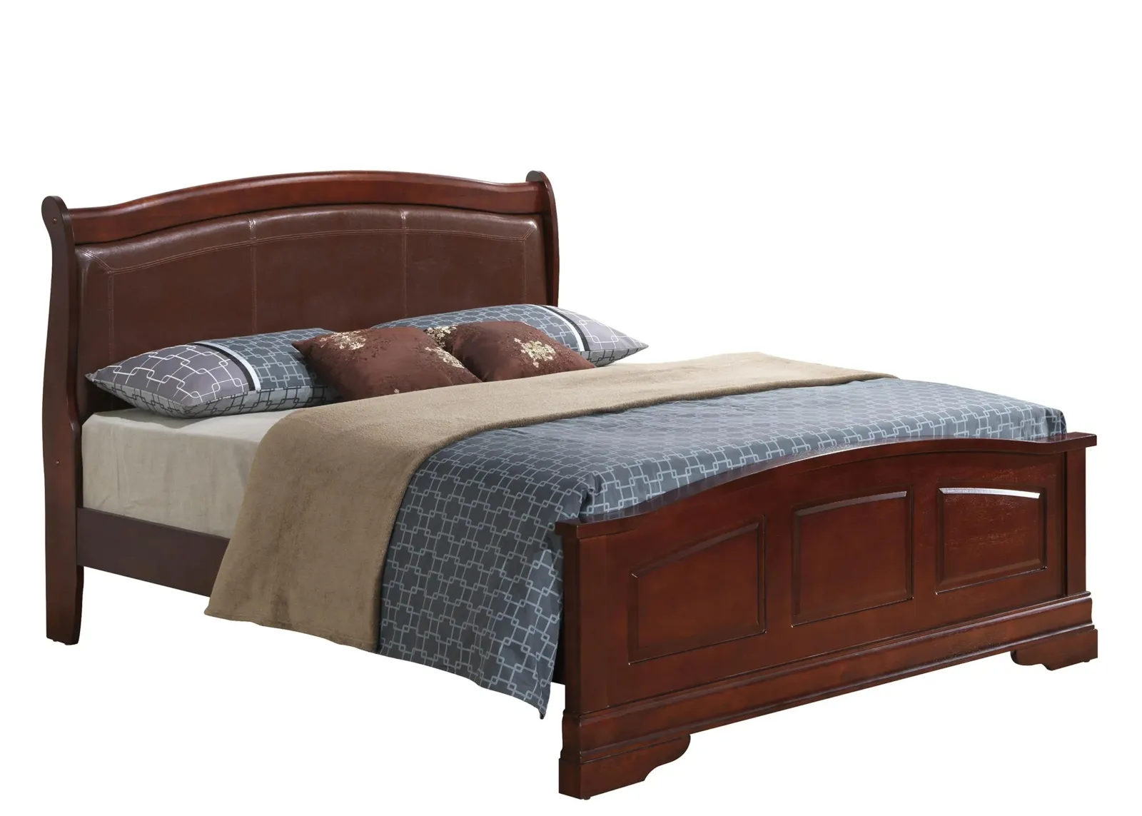 Rossie Upholstered Panel Bed in Cherry by Glory Furniture