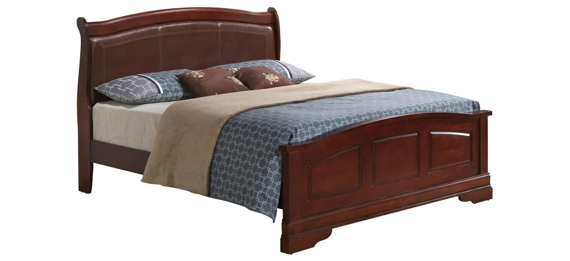 Rossie Upholstered Panel Bed in Cherry by Glory Furniture