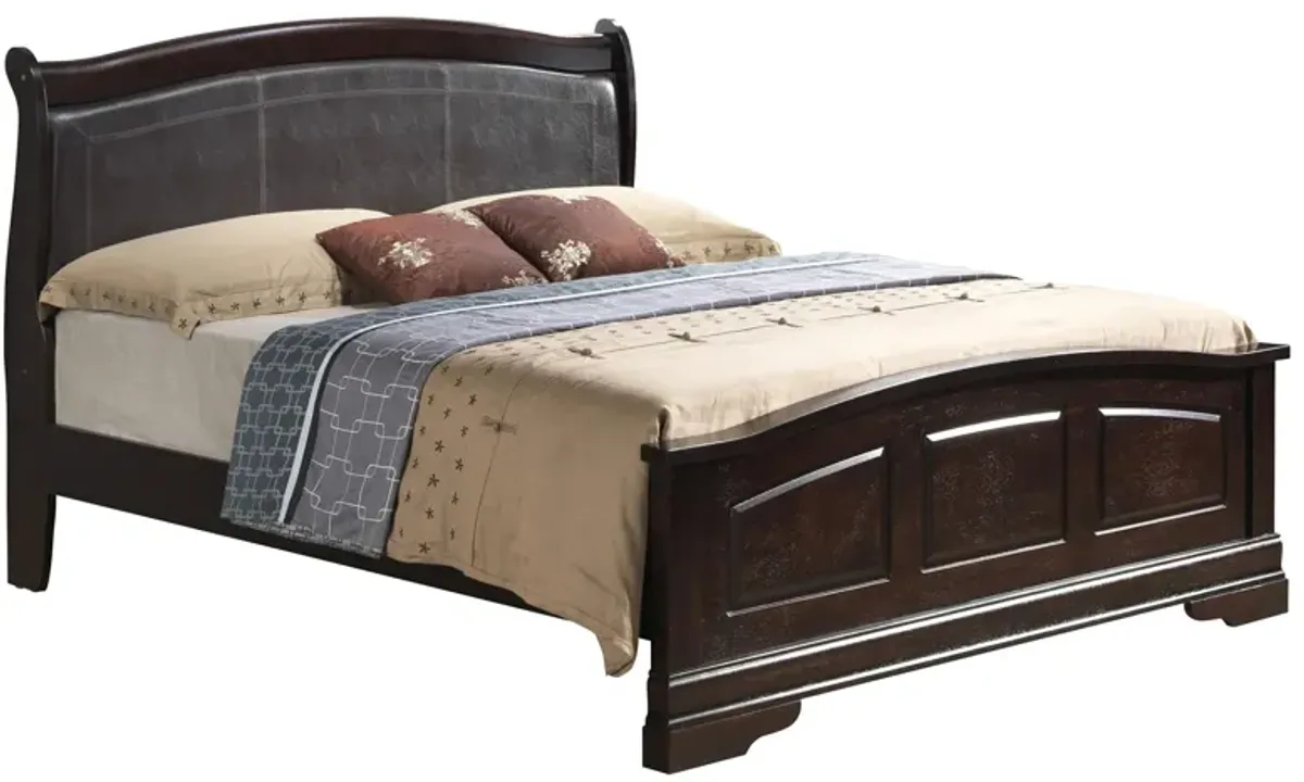 Rossie Upholstered Panel Bed in Cappuccino by Glory Furniture