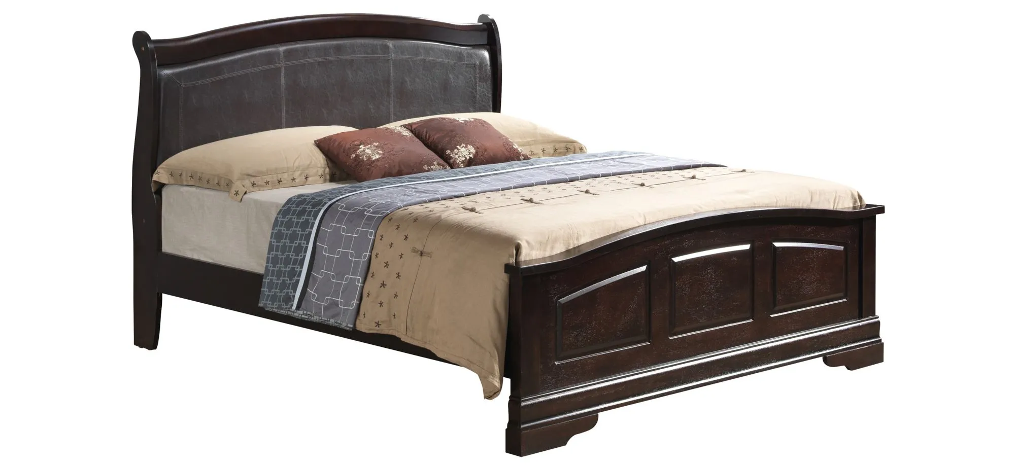 Rossie Upholstered Panel Bed in Cappuccino by Glory Furniture