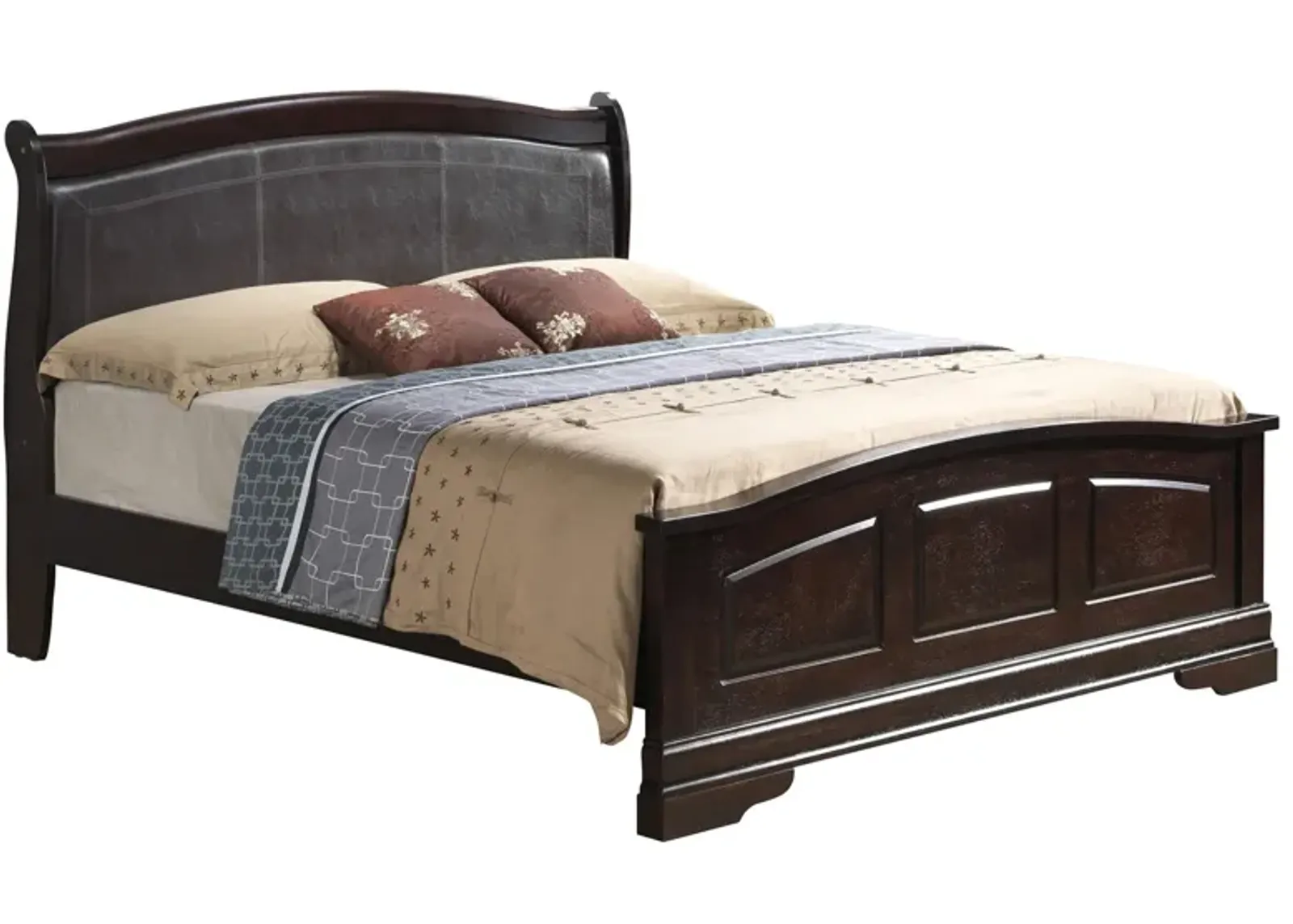 Rossie Upholstered Panel Bed in Cappuccino by Glory Furniture