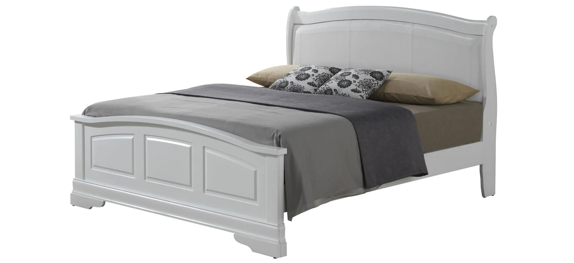 Rossie Upholstered Panel Bed in White by Glory Furniture