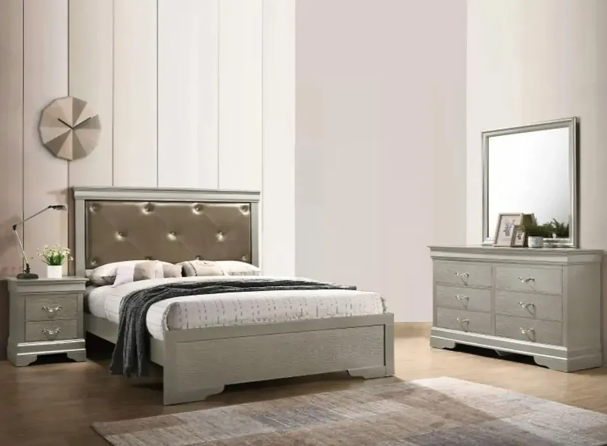 Lorana 4-pc. Upholstered Bedroom Set in Champagne by Glory Furniture