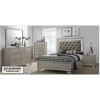 Lyssa 4-pc. Bedroom Set in Champagne Silver by Crown Mark