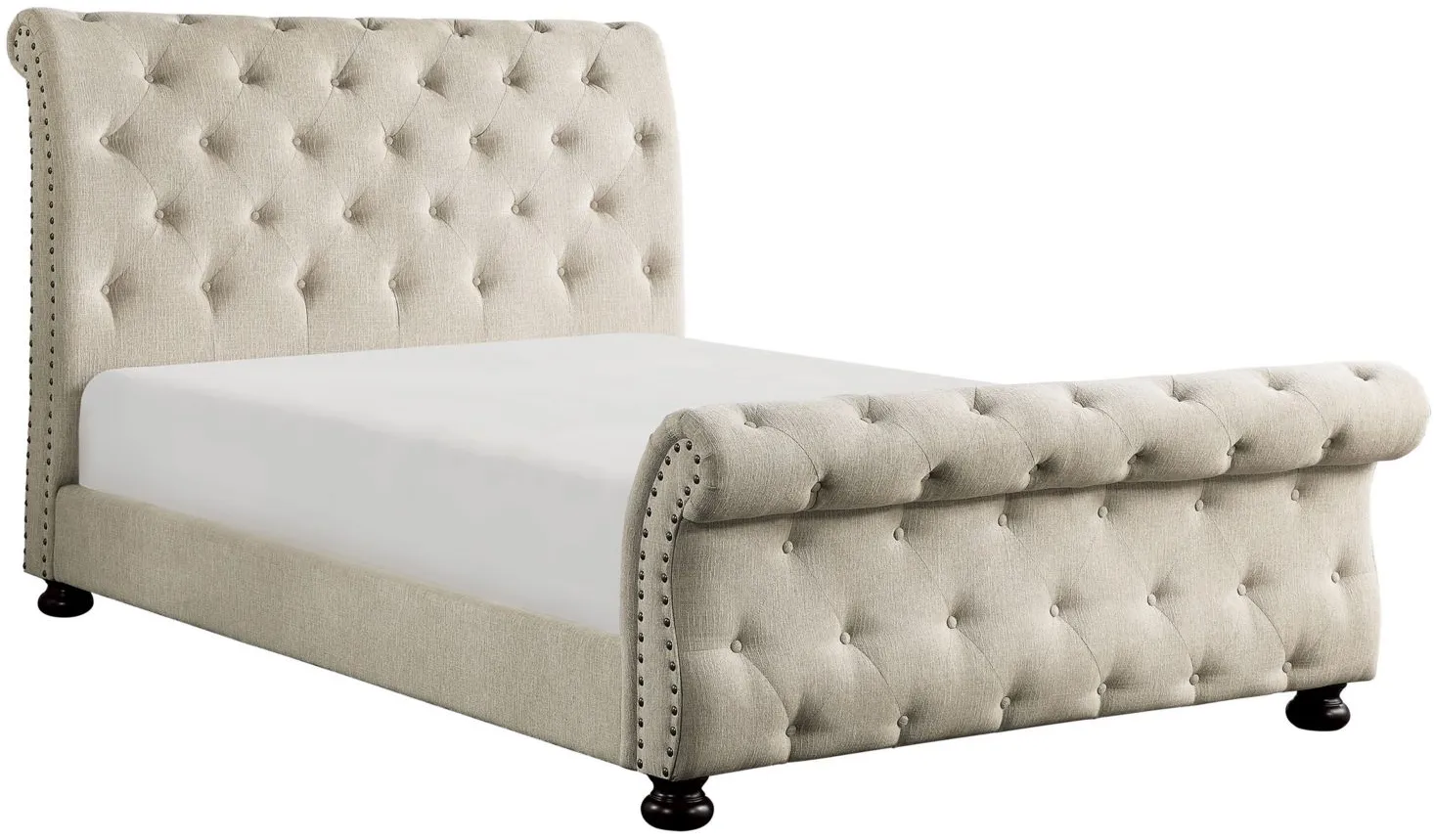 Sanders Eastern Upholstered Bed in Beige by Homelegance