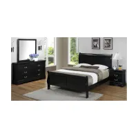 Louis Phillip 4-pc. Bedroom Set in Black by Crown Mark