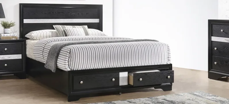 Regata Storage Bed in Black/Silver by Crown Mark