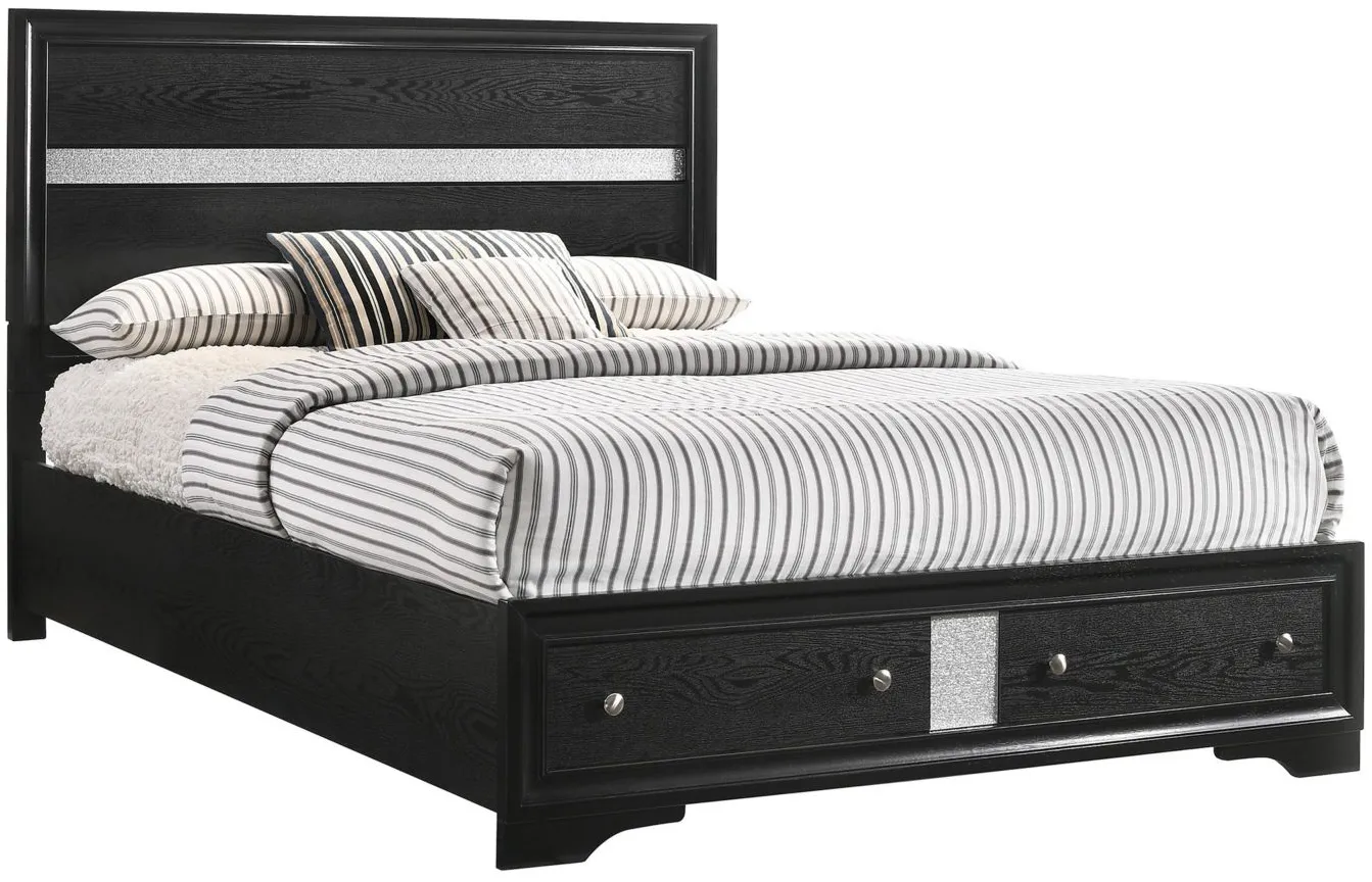 Regata Storage Bed in Black/Silver by Crown Mark