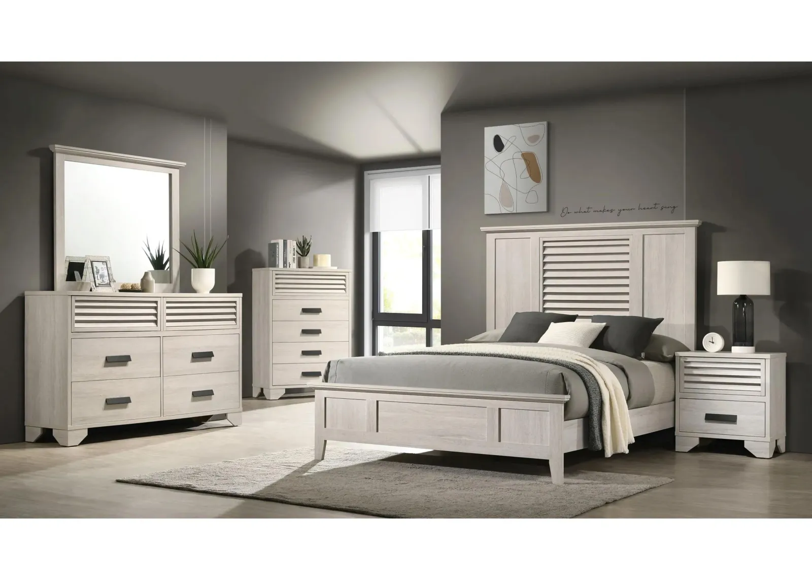 Sarter 5-pc. Bedroom Set in White by Crown Mark