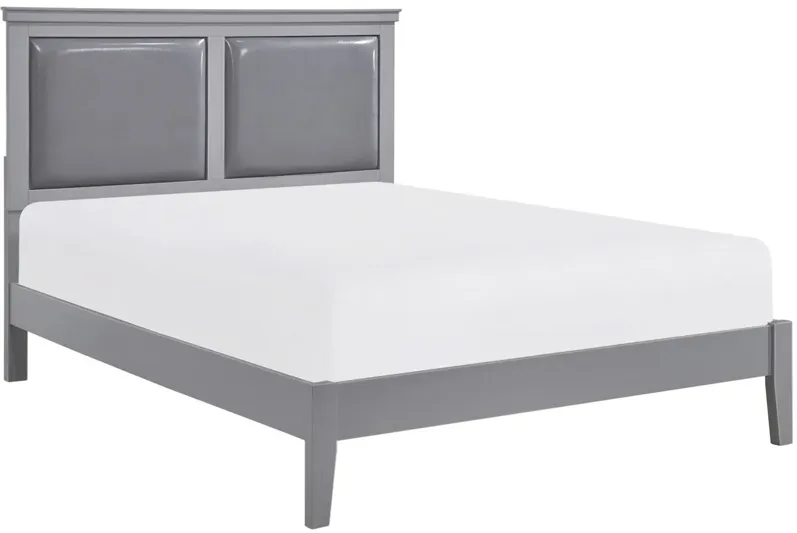 Place 4-pc Upholstered Bedroom Set in Gray by Homelegance