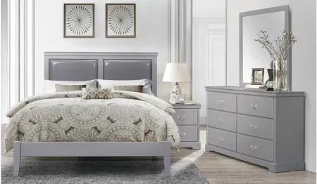 Place 4-pc. Upholstered Bedroom Set in Gray by Homelegance