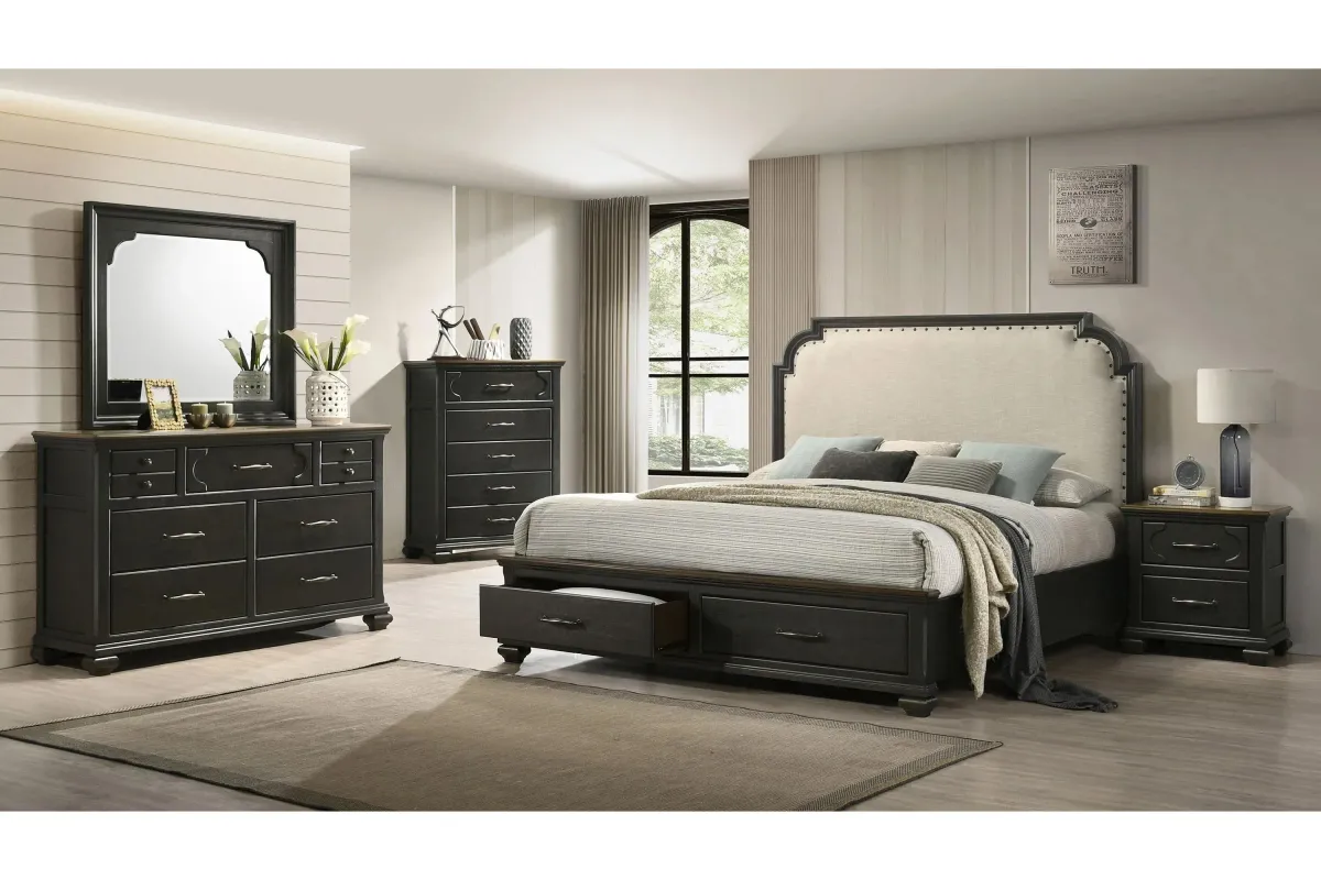 Hamilton 5-pc. Bedroom Set in Nutmeg/Charcoal Black by Crown Mark