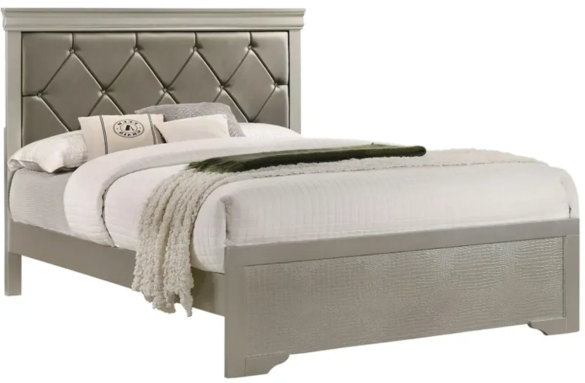 Amalia Panel Bed in Champagne Silver by Crown Mark