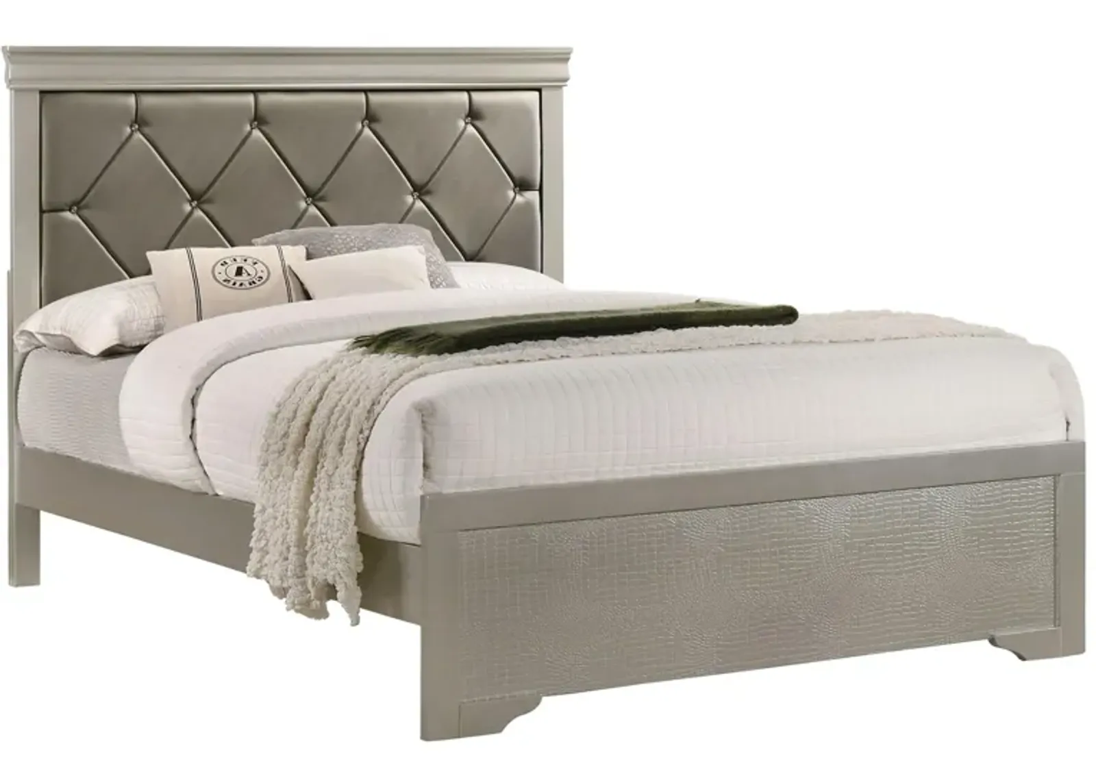 Amalia Panel Bed in Champagne Silver by Crown Mark