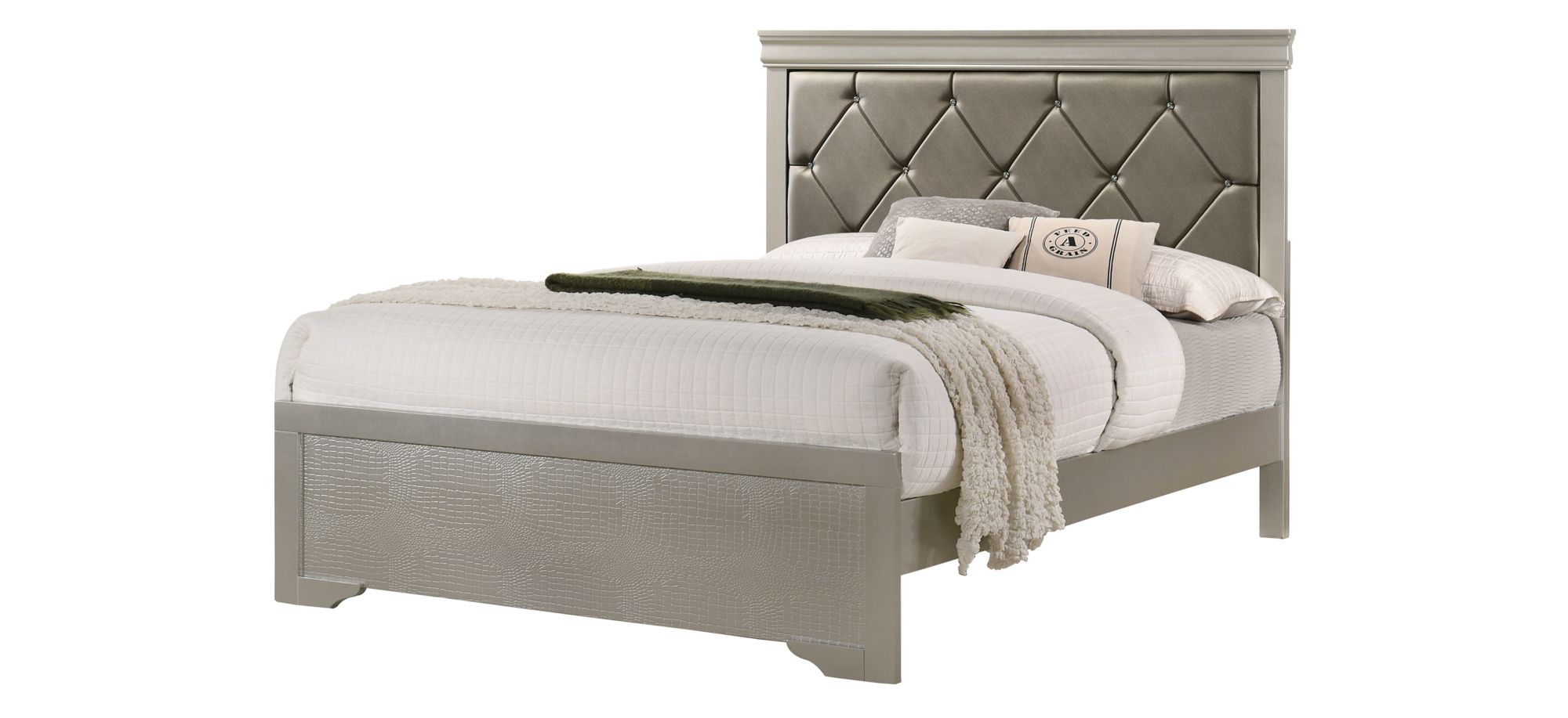 Amalia Panel Bed in Champagne Silver by Crown Mark