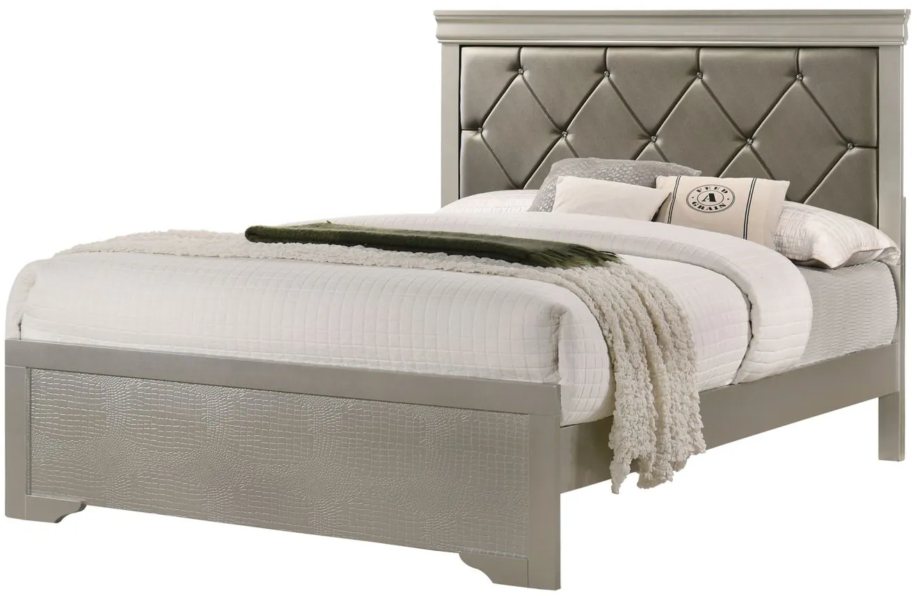 Amalia Panel Bed in Champagne Silver by Crown Mark