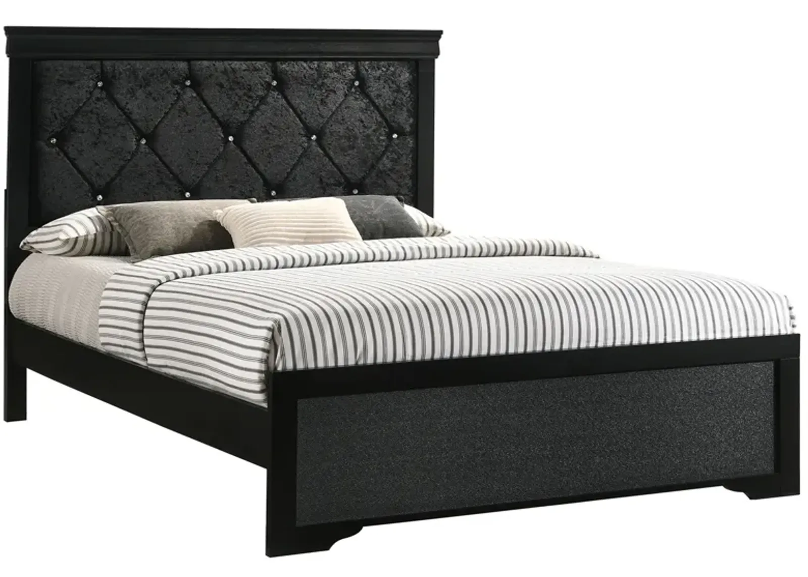 Amalia Upholstered Bed in Black by Crown Mark