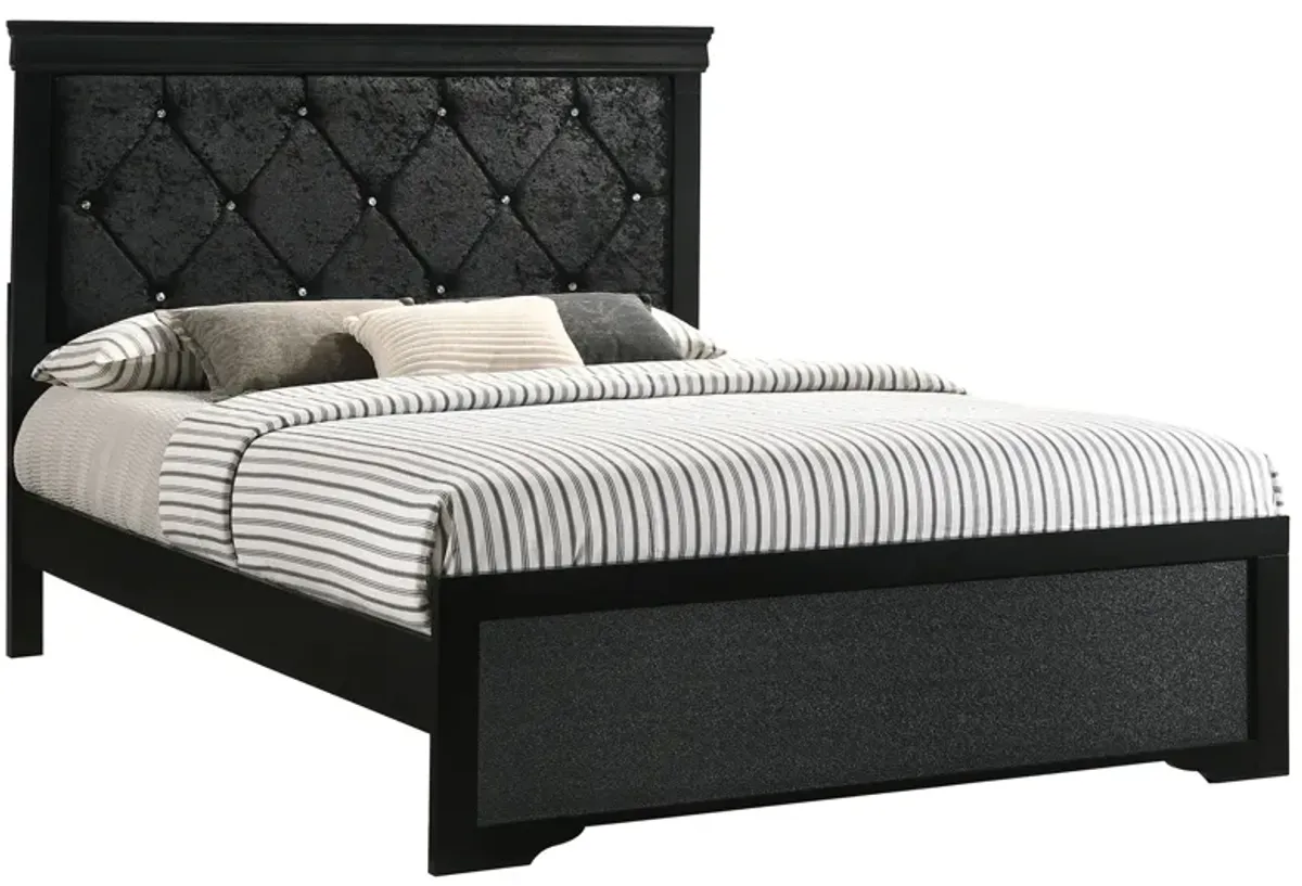 Amalia Upholstered Bed in Black by Crown Mark