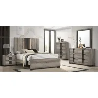 Rangley 5-Pc King Bedroom Set in Paper - Gray / Brown 2-Tone by Crown Mark
