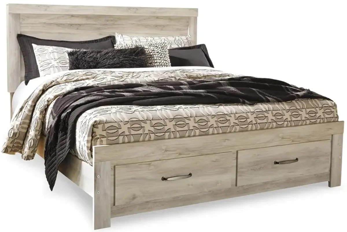 Bellaby King Platform Bed with 2 Storage in Whitewash by Ashley Furniture