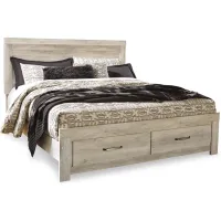 Bellaby King Platform Bed with 2 Storage in Whitewash by Ashley Furniture