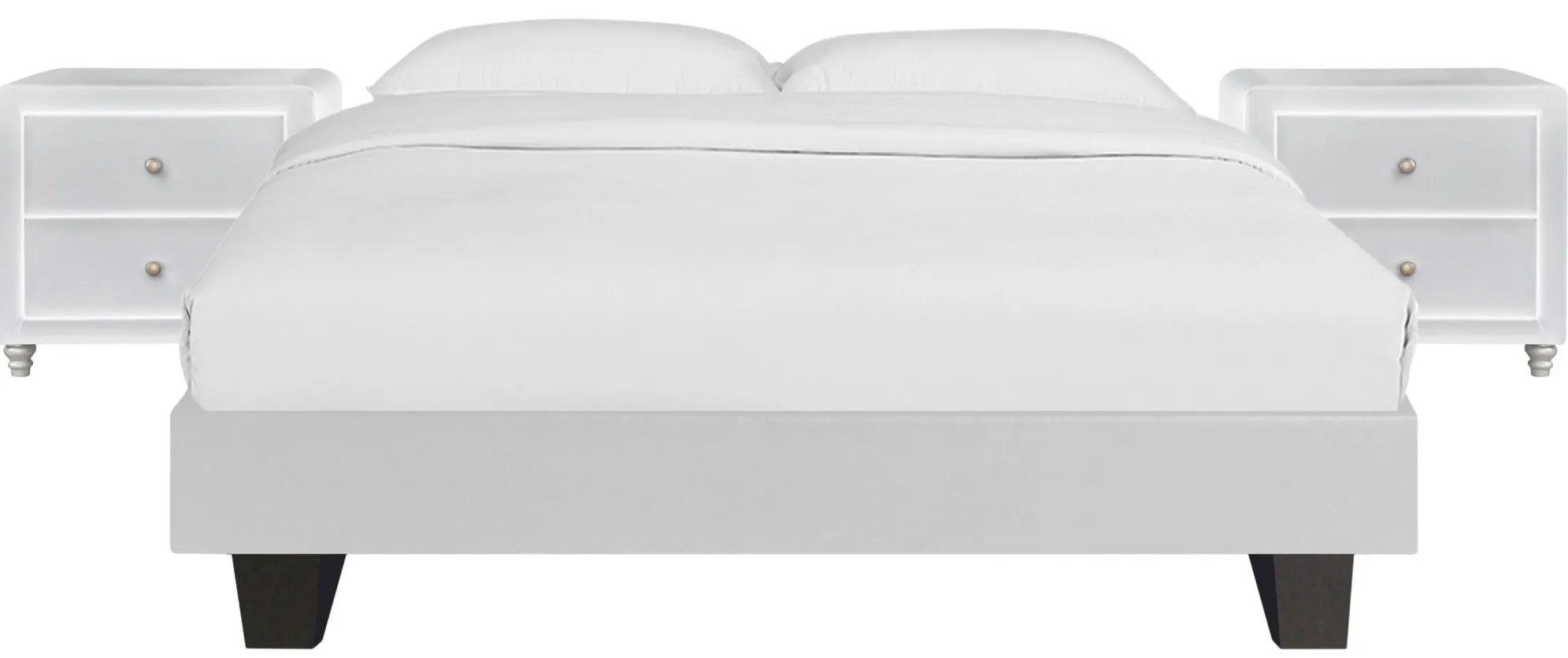 Acton Platform Bed with 2 Nightstands in White by CAMDEN ISLE