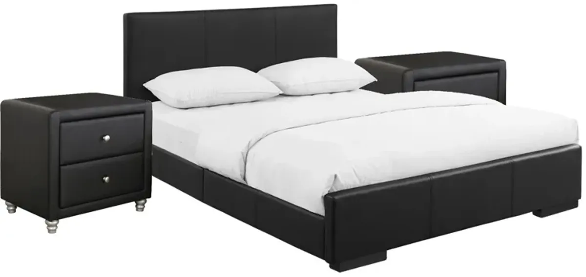 Hindes Platform Bed with 2 Nightstands